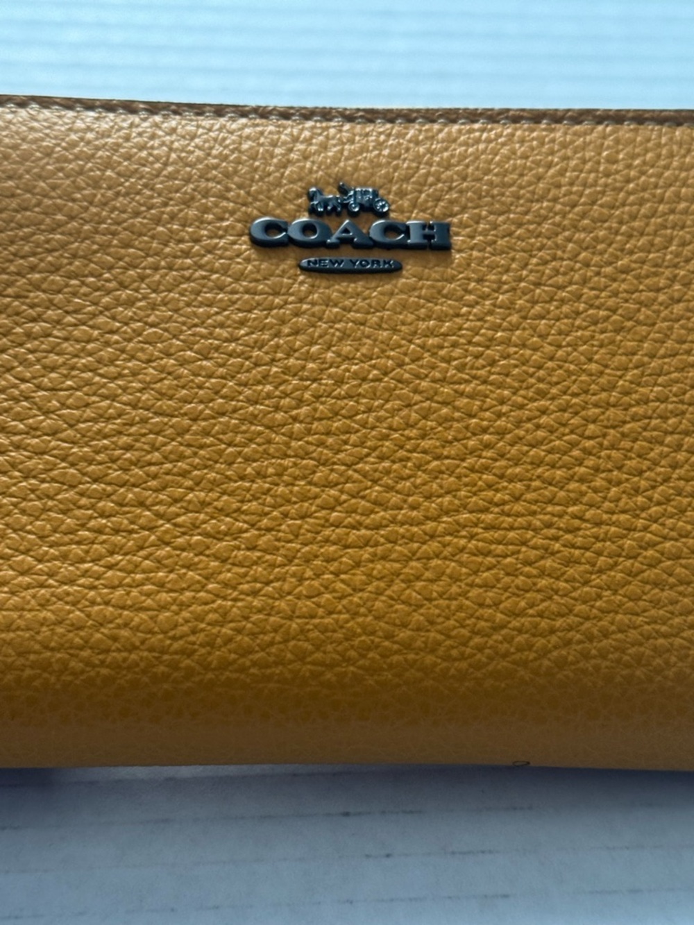 Coach Mustard Pebbled Leather Continental Wallet - Picture 6 of 8